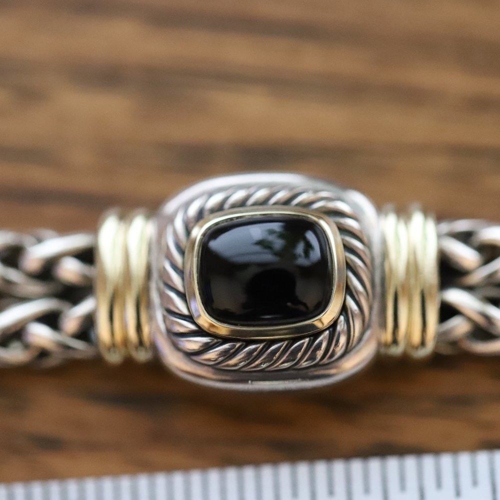 DAVID YURMAN LARGE ALBION BLACK ONYX BRACELET STERLING 14K YELLOW GOLD RARE! - Picture 2 of 16